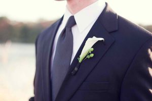 Rose Tuxedo Serving Gilbert, AZ Purple White Modern Washington DC Wedding Groom Boutonniere