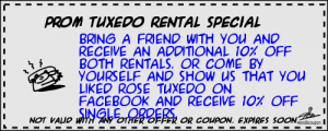 prom tuxedo coupon special 2014