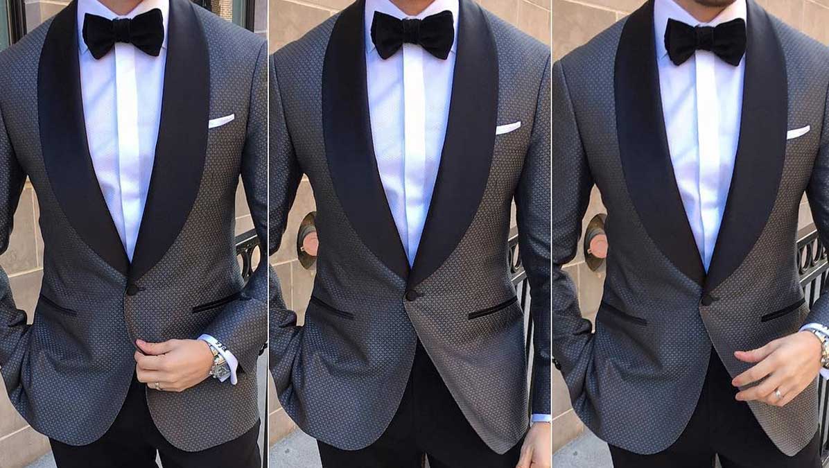 grey and royal blue tuxedo