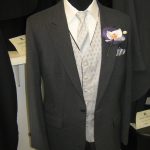 Grey one button suit coat