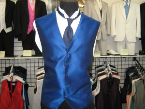 Royal blue vest and matching long tie