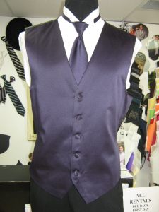 Purple vest and matching long tie