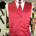 Red solid vest and tie