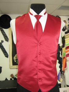 Red solid vest and tie