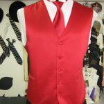 Red solid best and long tie