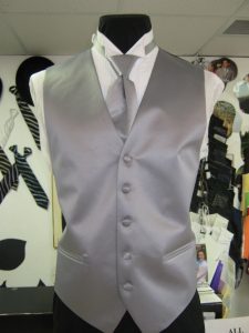 Solid Silver Vest and Tie