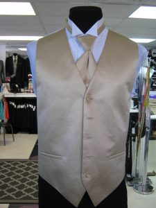 Gold full back vest and long tie