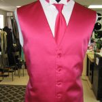 Watermelon vest and tie at Rose Tuxedo for weddings and Prom