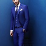 Royal blue tuxedo wedding