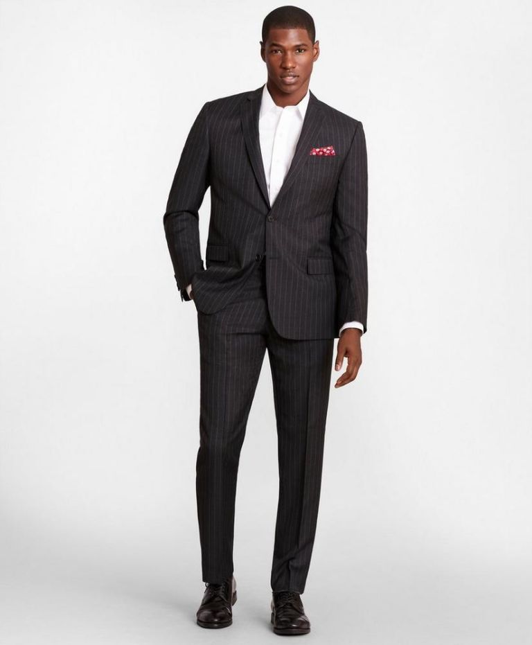 BrooksGate Regent-Fit Striped Wool Twill Suit Jacket