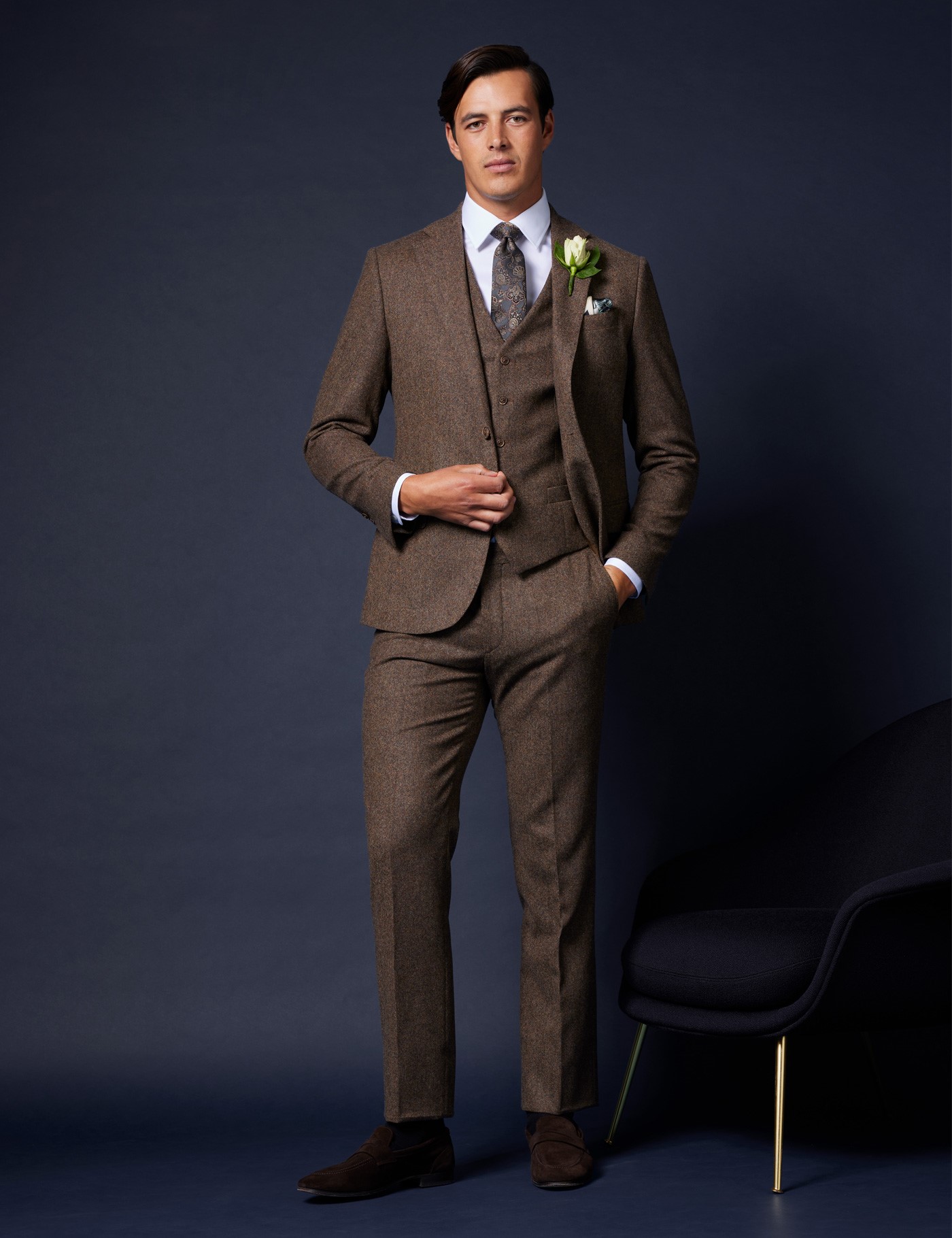 The Hawes & Curtis Brown Tweed 1913 Collection Three Piece Slim Fit Suit